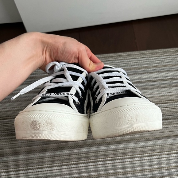 CHRISTIAN DIOR "Walk'n'Dior" Black Transparent Mesh Embroidered Lace Sneakers - Picture 6 of 6